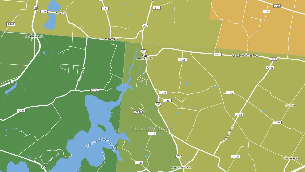 New Burlington, OH Map of Murder Rates