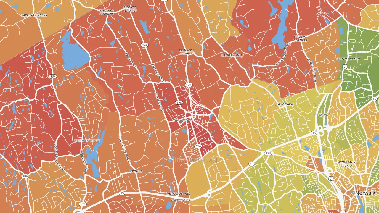 New Canaan, CT Map of Murder Rates