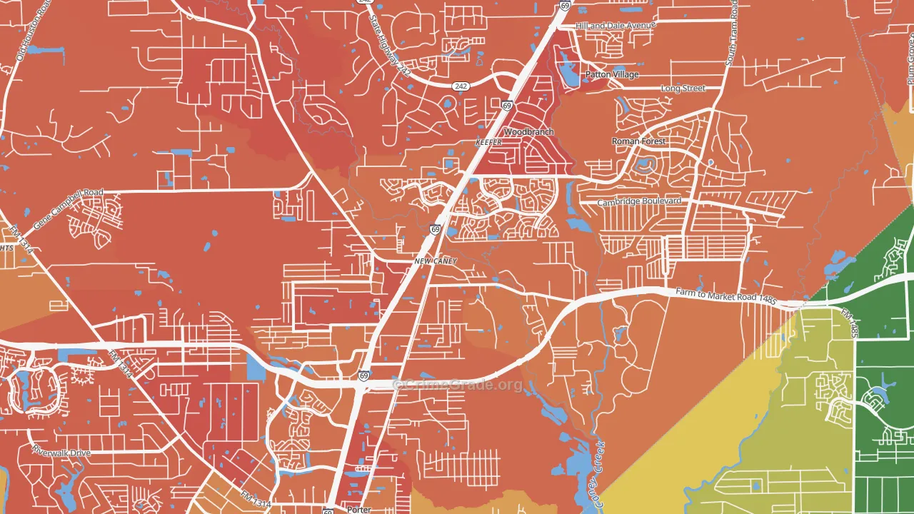 New Caney, TX Map of Murder Rates