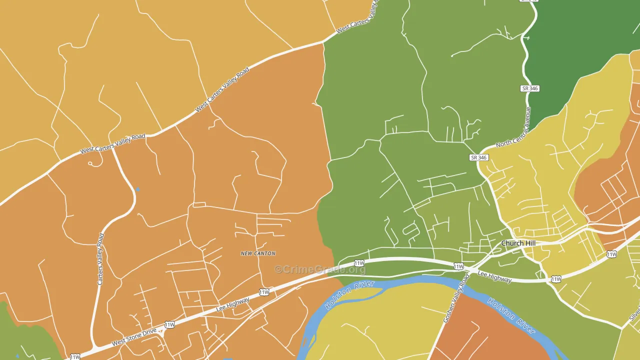 New Canton, TN Map of Murder Rates