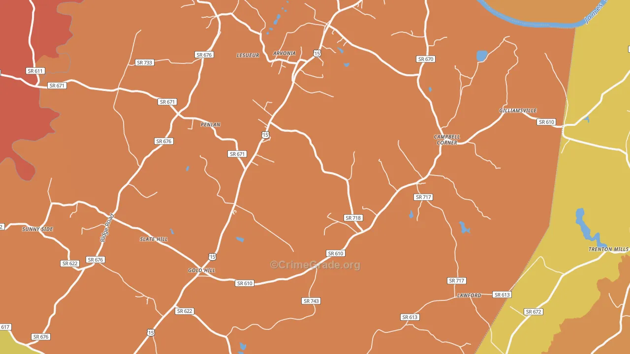 New Canton, VA Map of Murder Rates