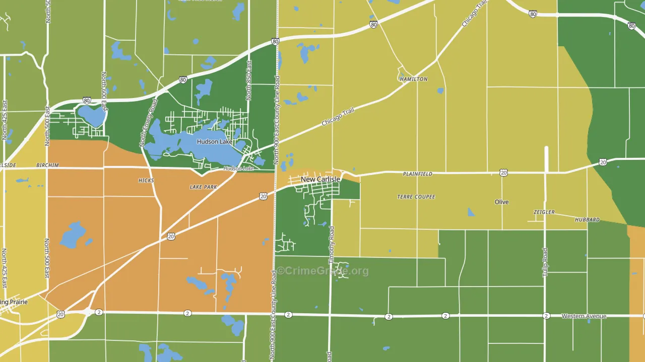 New Carlisle, IN Map of Murder Rates