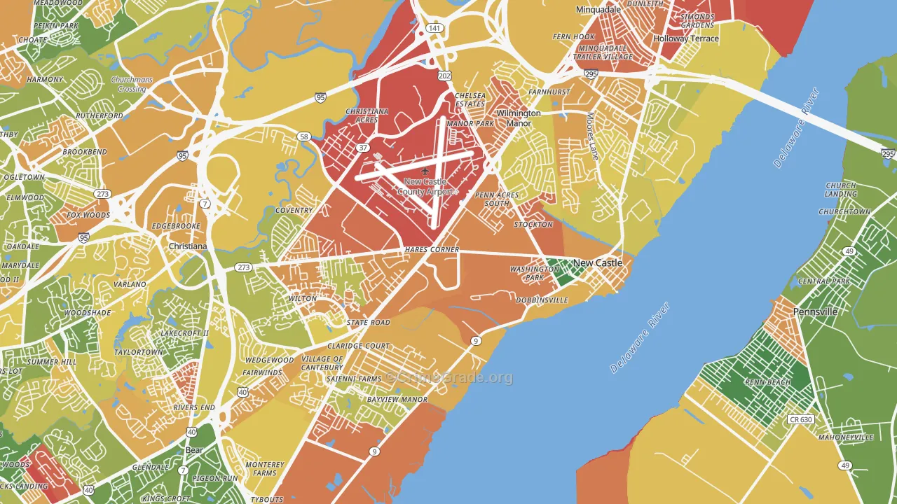 New Castle, DE Map of Murder Rates
