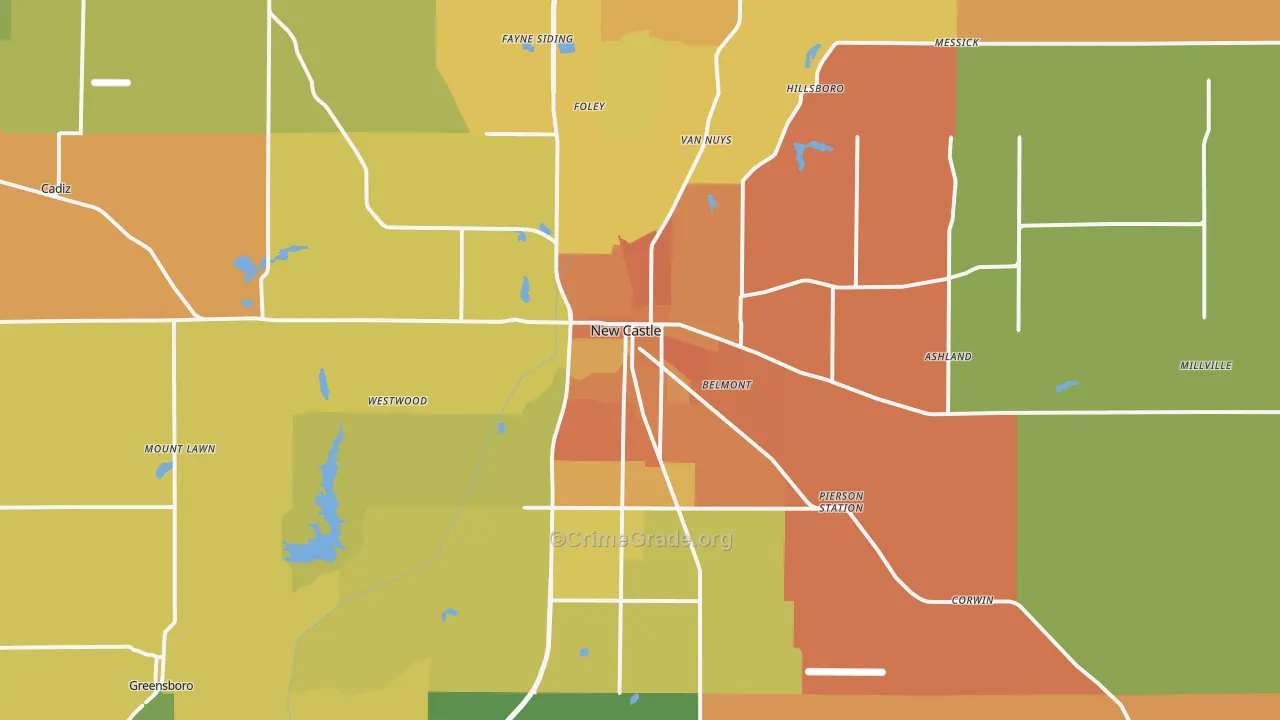 New Castle, IN Map of Murder Rates