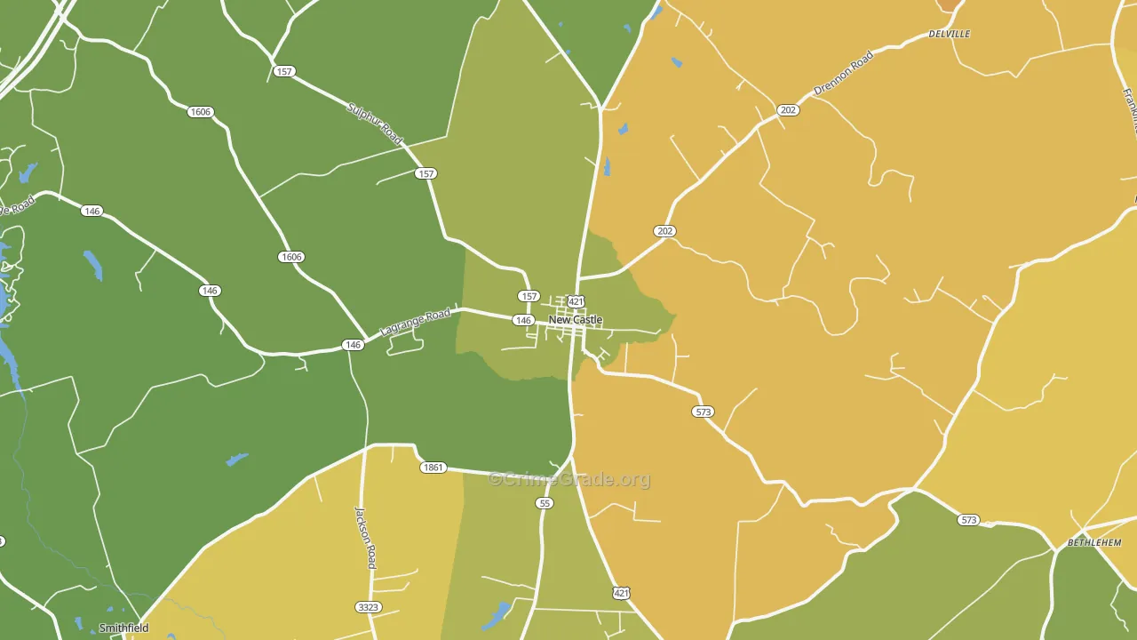 New Castle, KY Map of Murder Rates