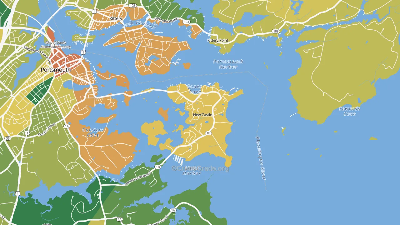 New Castle, NH Map of Murder Rates