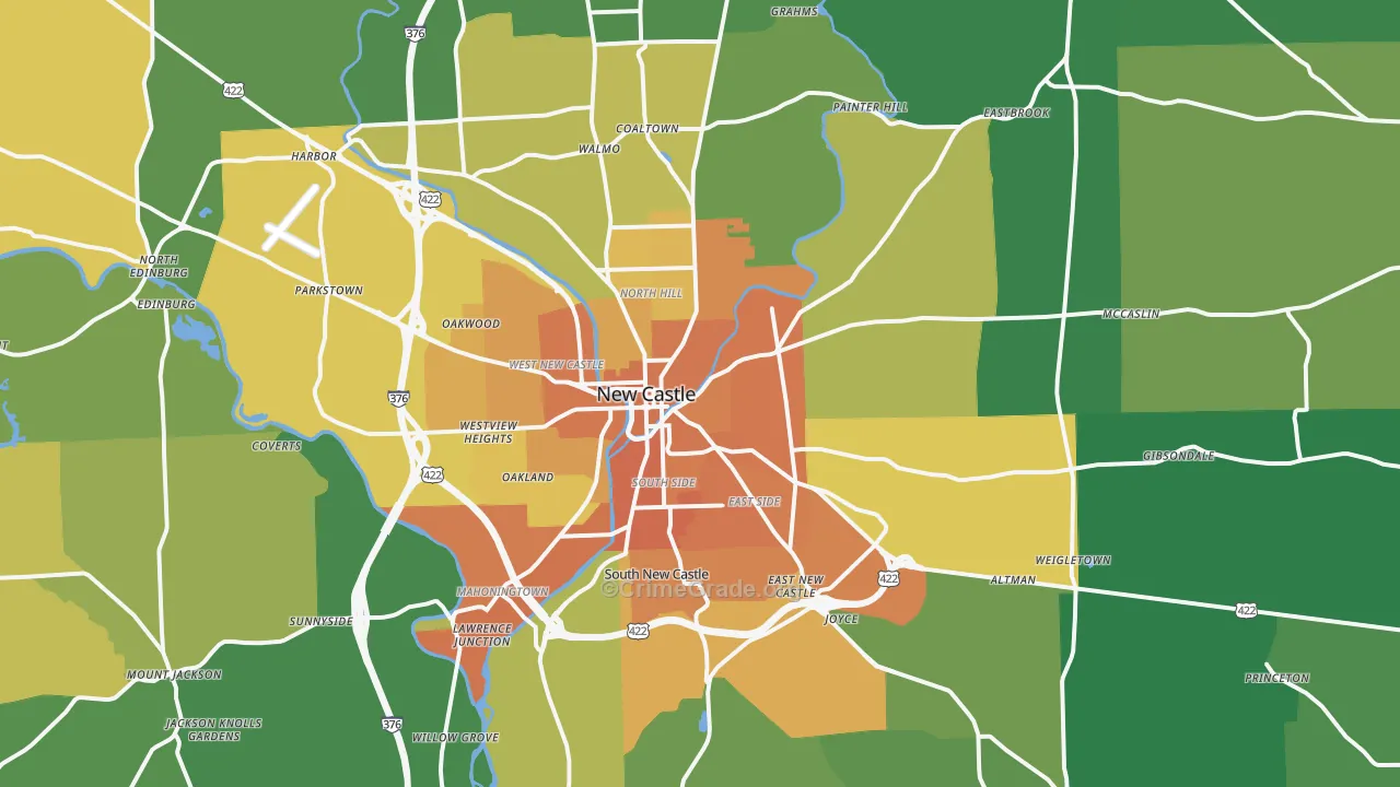 New Castle, PA Map of Murder Rates