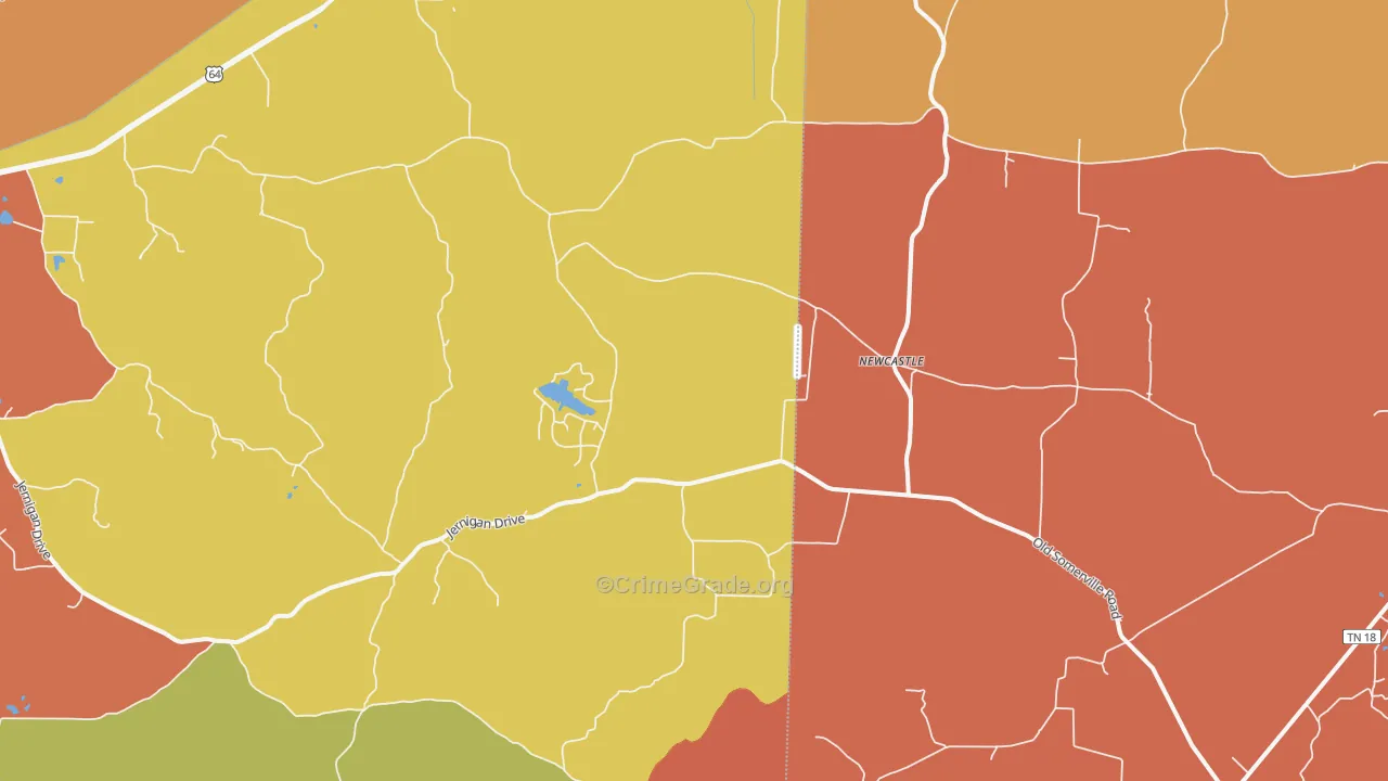 New Castle, TN Map of Murder Rates