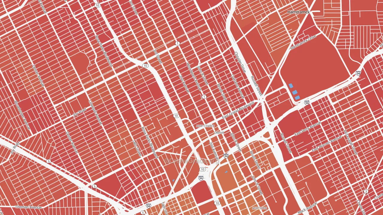 New Center, Detroit, MI Map of Murder Rates