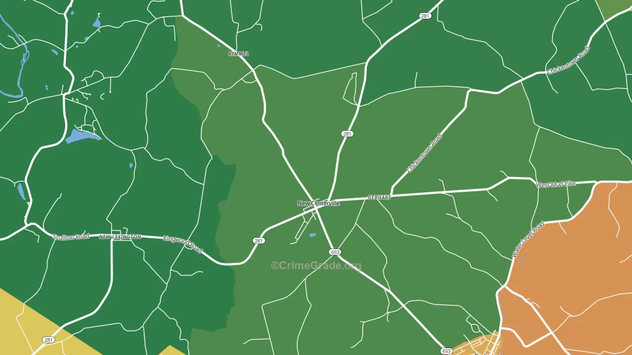 New Centerville, PA Map of Murder Rates