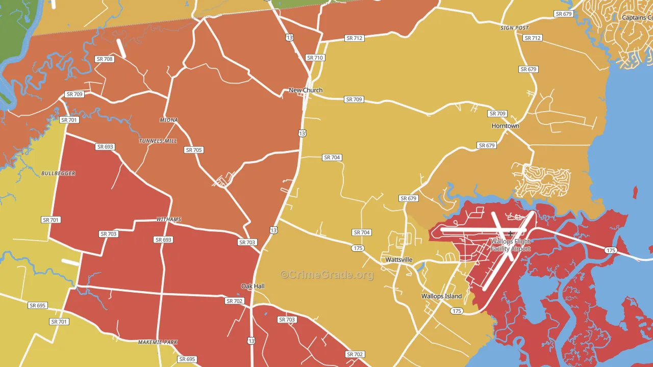 New Church, VA Map of Murder Rates