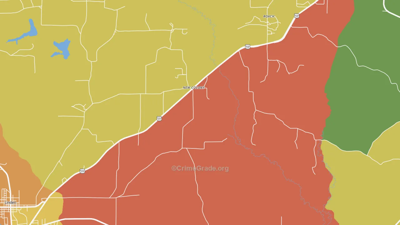 New Colony, TX Map of Murder Rates