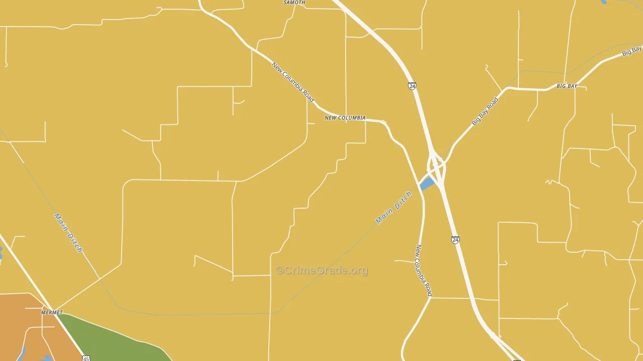 New Columbia, IL Map of Murder Rates