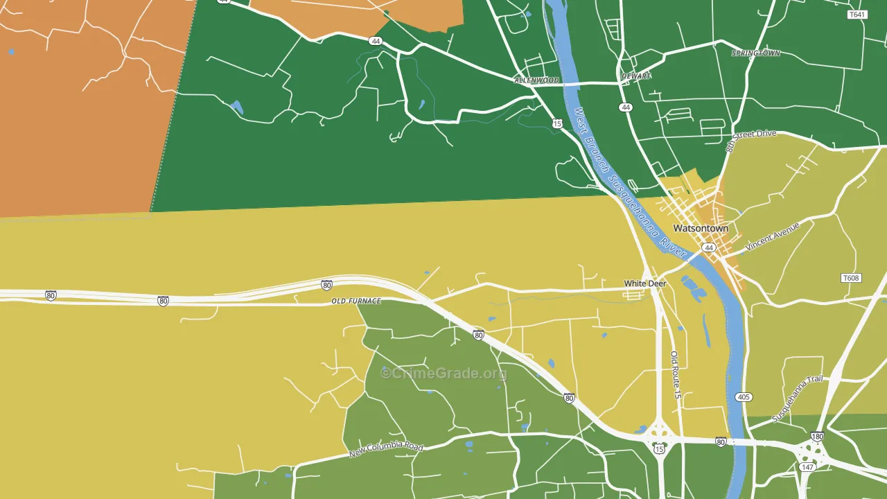 New Columbia, PA Map of Murder Rates