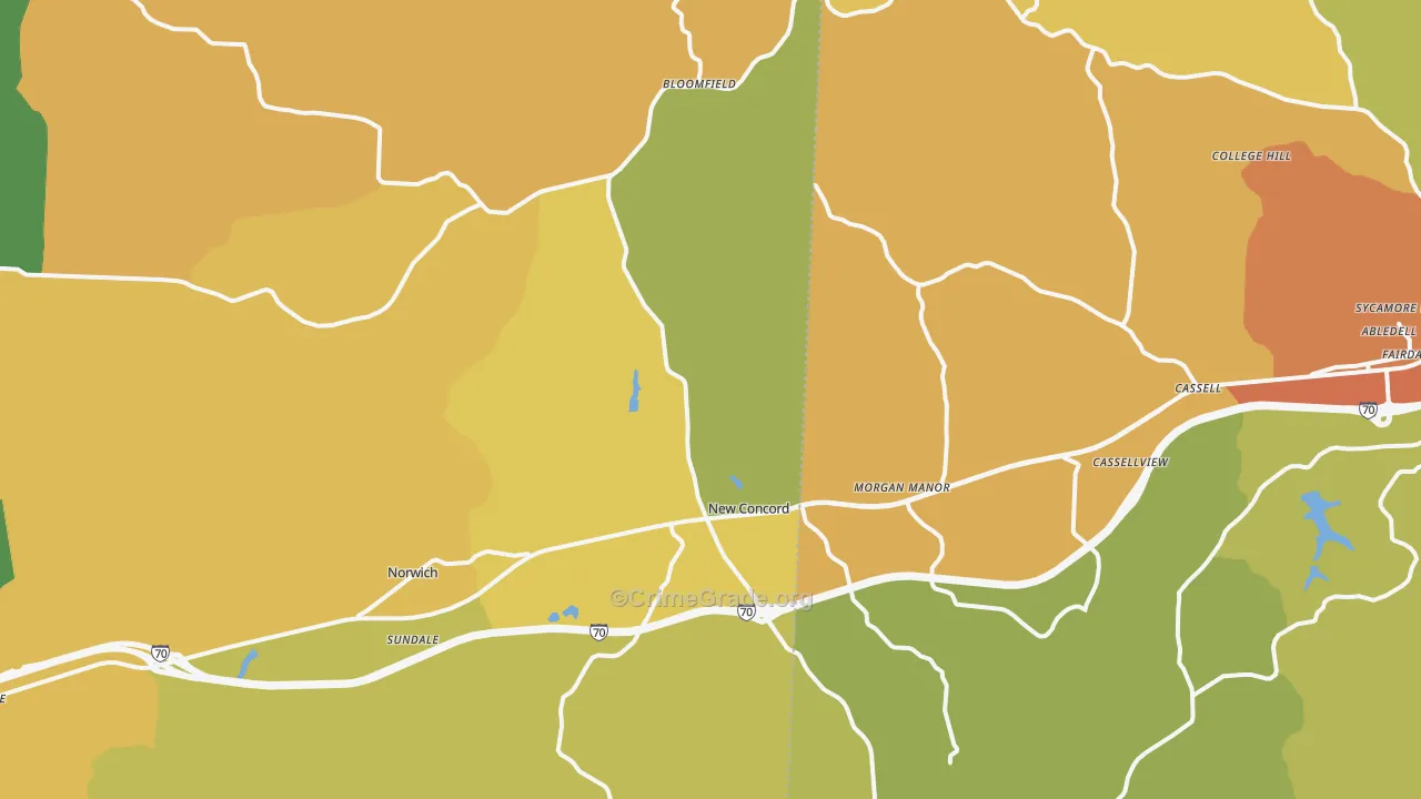 New Concord, OH Map of Murder Rates