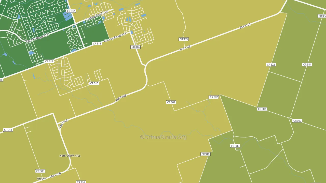 New Corn Hill, TX Map of Murder Rates