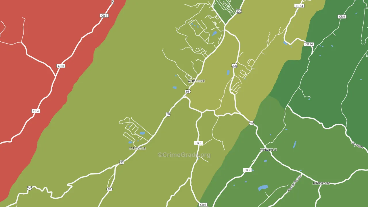 New Creek, WV Map of Murder Rates