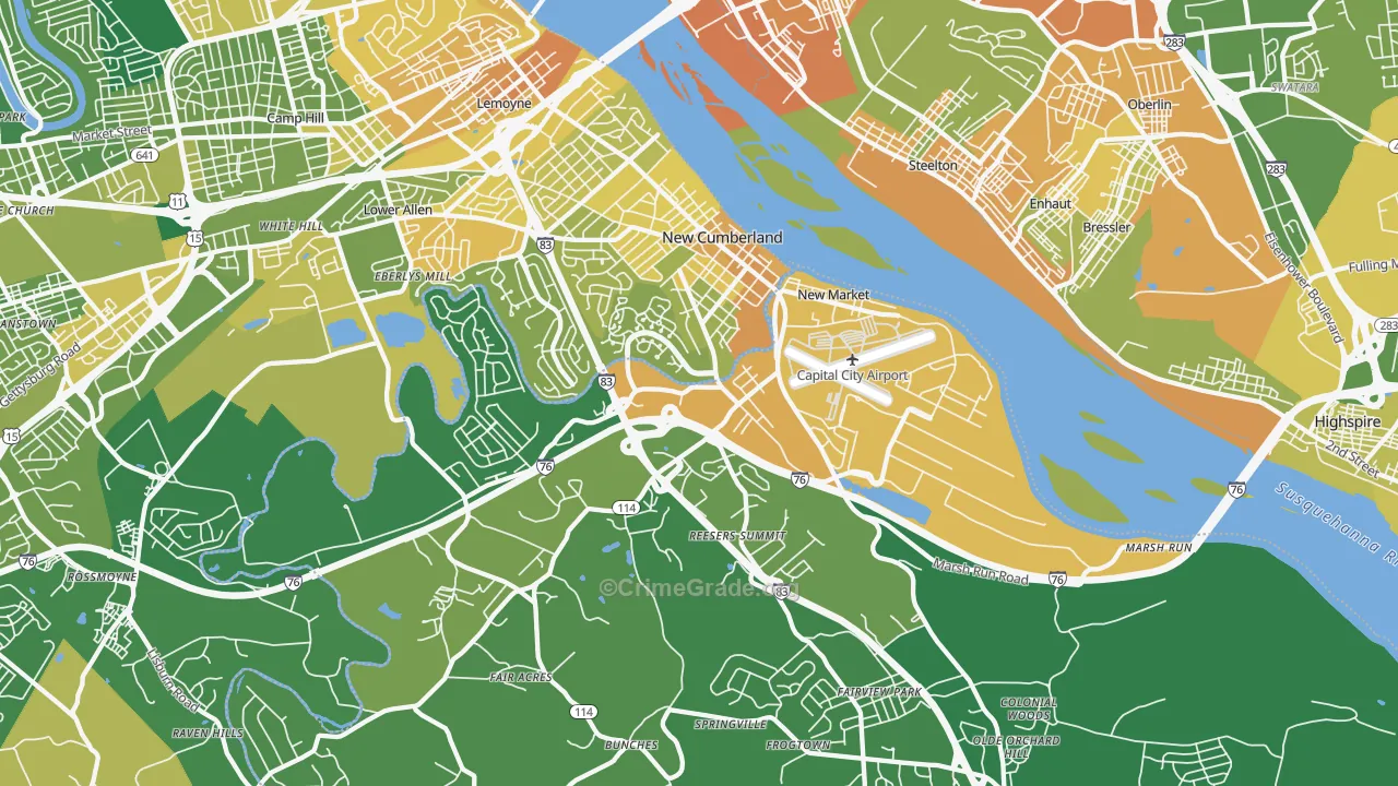 New Cumberland, PA Map of Murder Rates