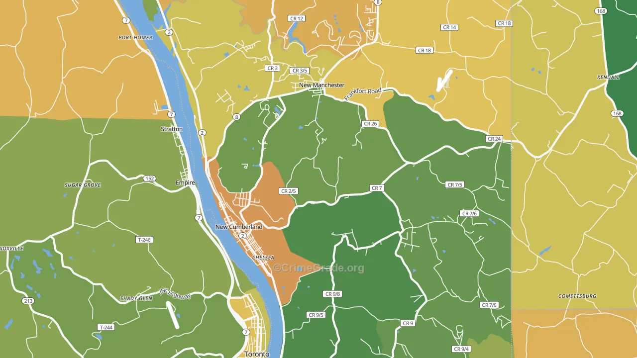 New Cumberland, WV Map of Murder Rates