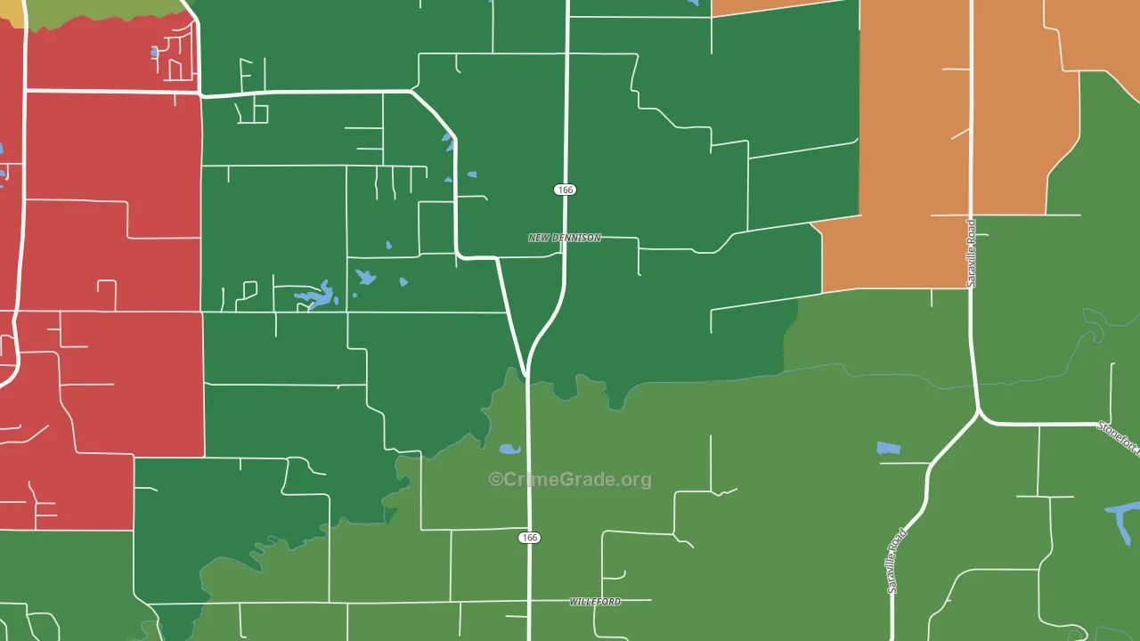 New Dennison, IL Map of Murder Rates