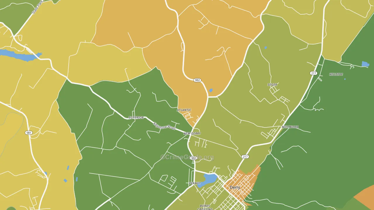 New Derry, PA Map of Murder Rates
