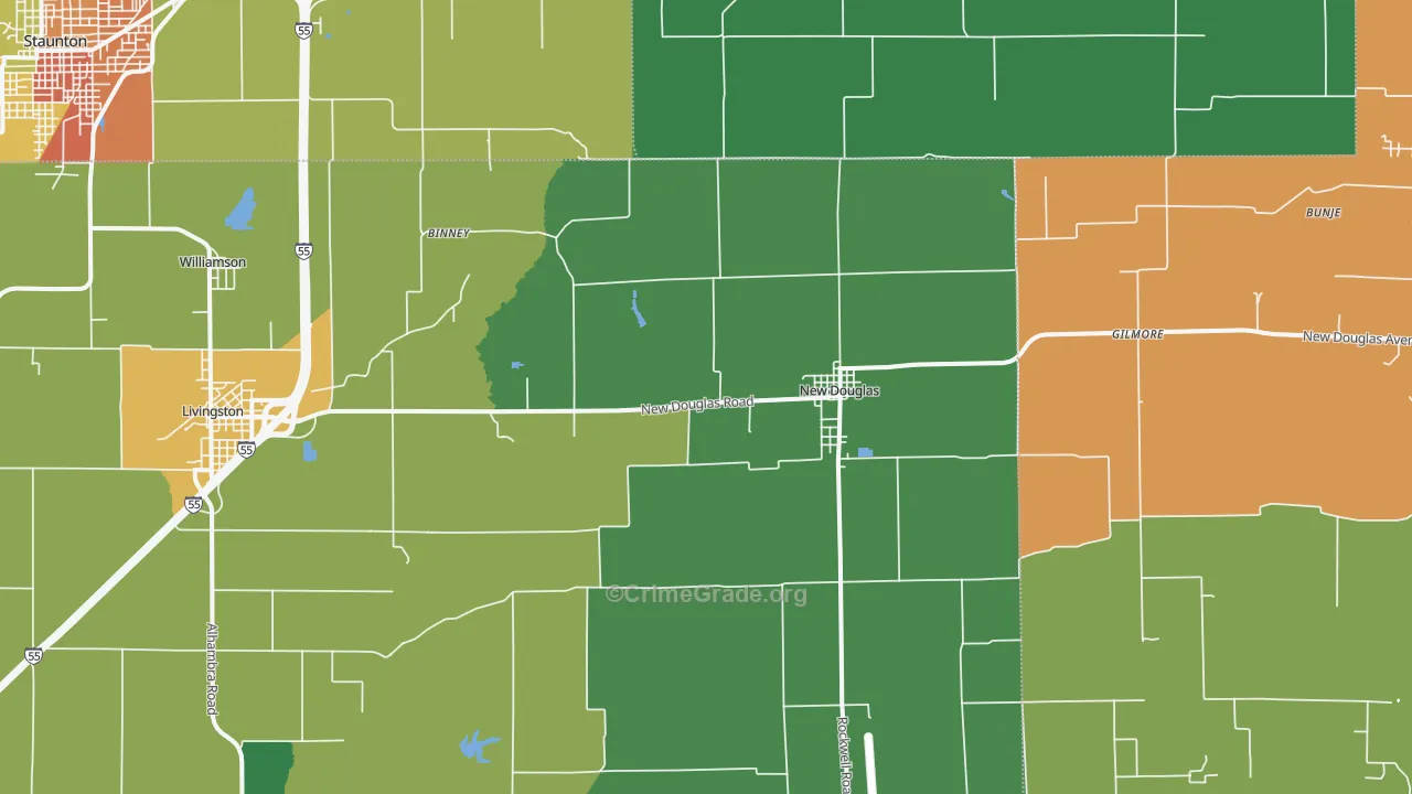 New Douglas, IL Map of Murder Rates