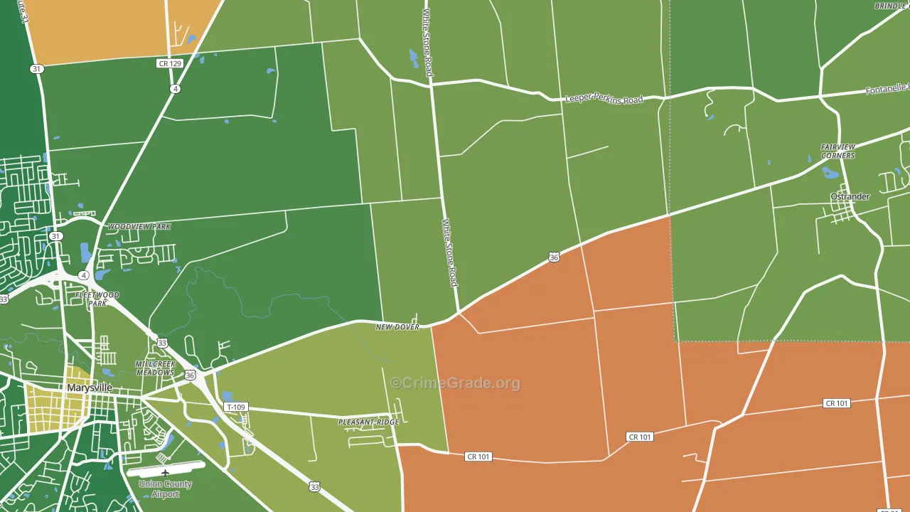 New Dover, OH Map of Murder Rates