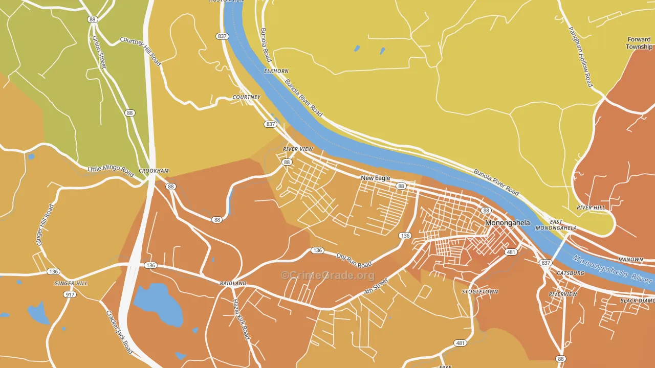 New Eagle, PA Map of Murder Rates