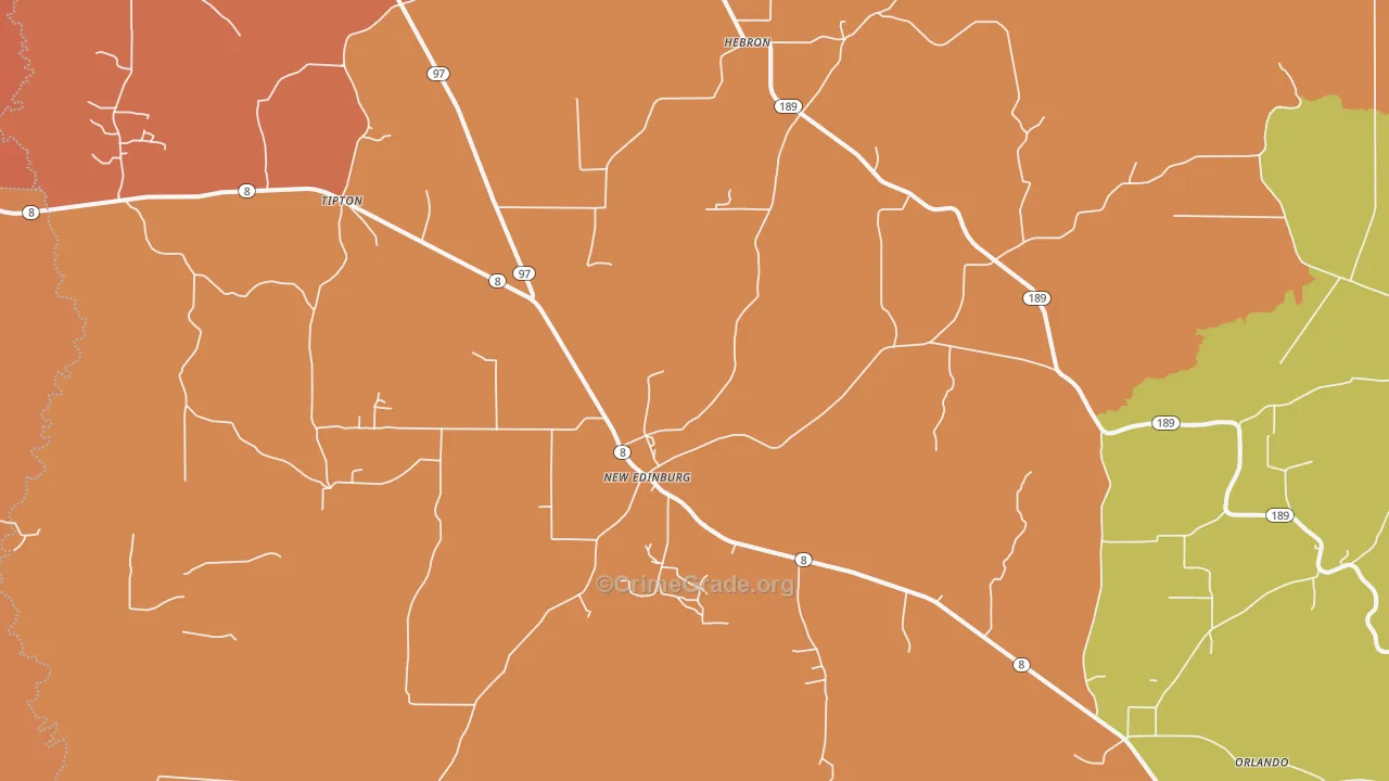 New Edinburg, AR Map of Murder Rates