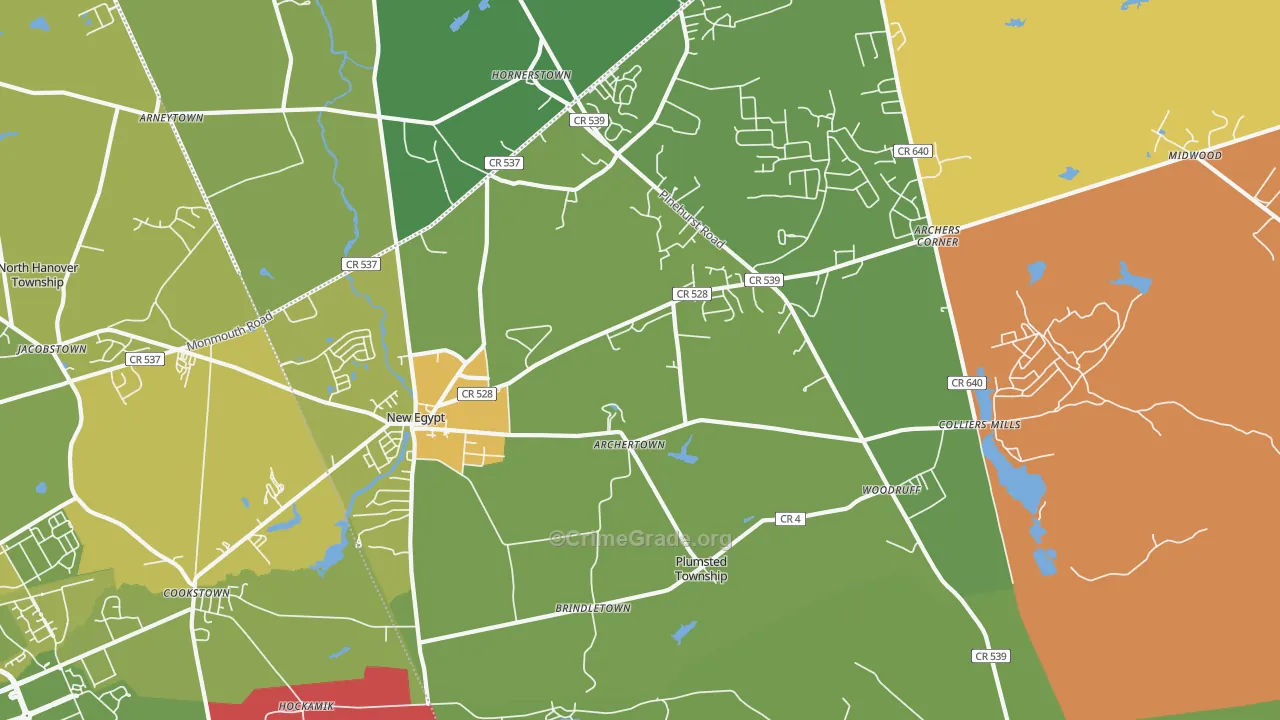 New Egypt, NJ Map of Murder Rates