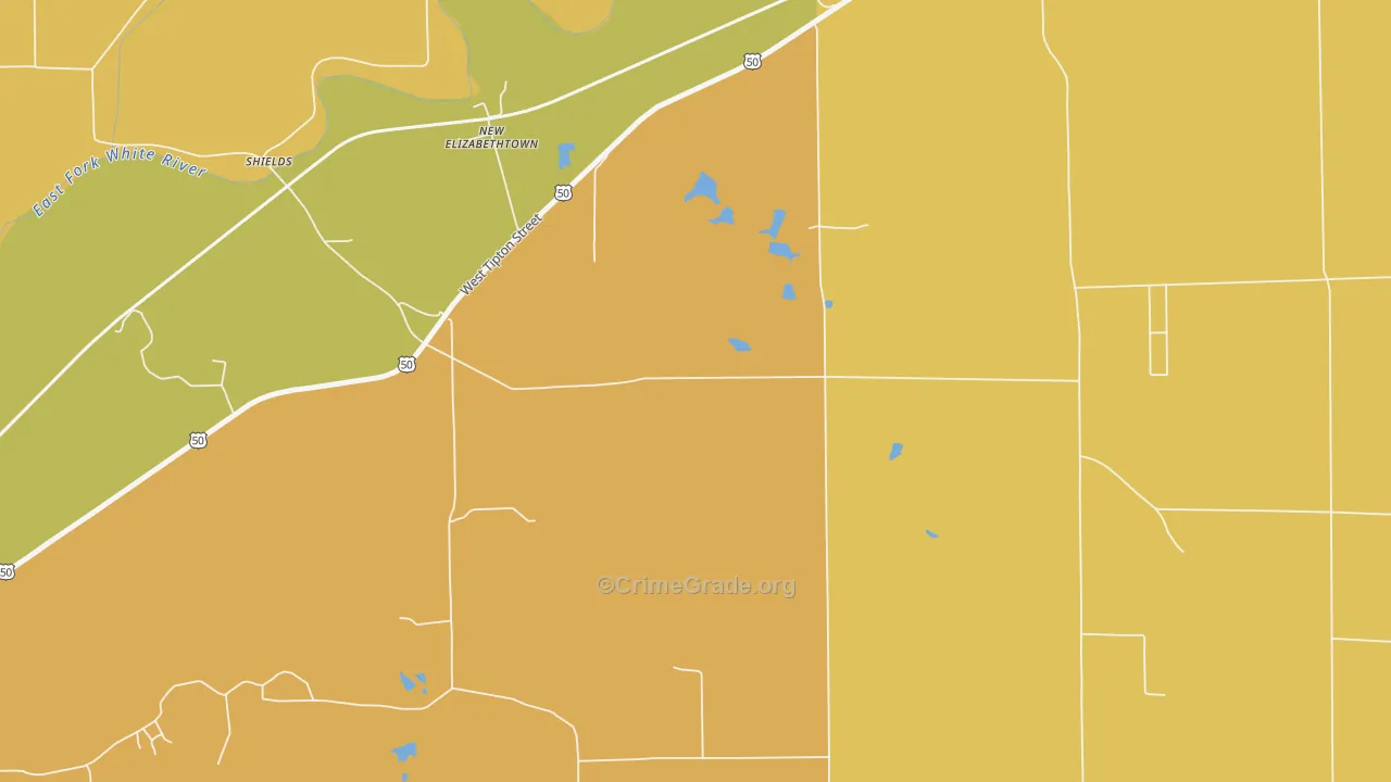 New Elizabethtown, IN Map of Murder Rates