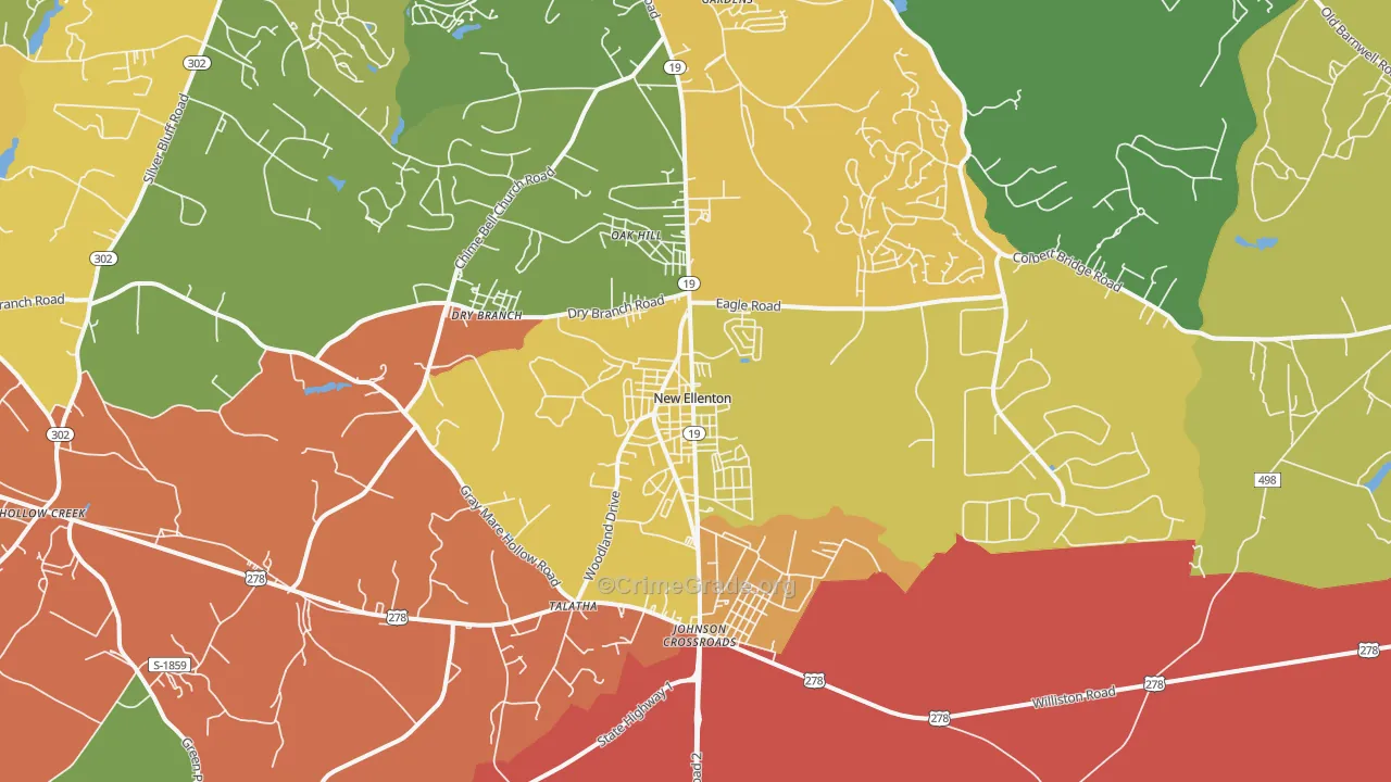 New Ellenton, SC Map of Murder Rates