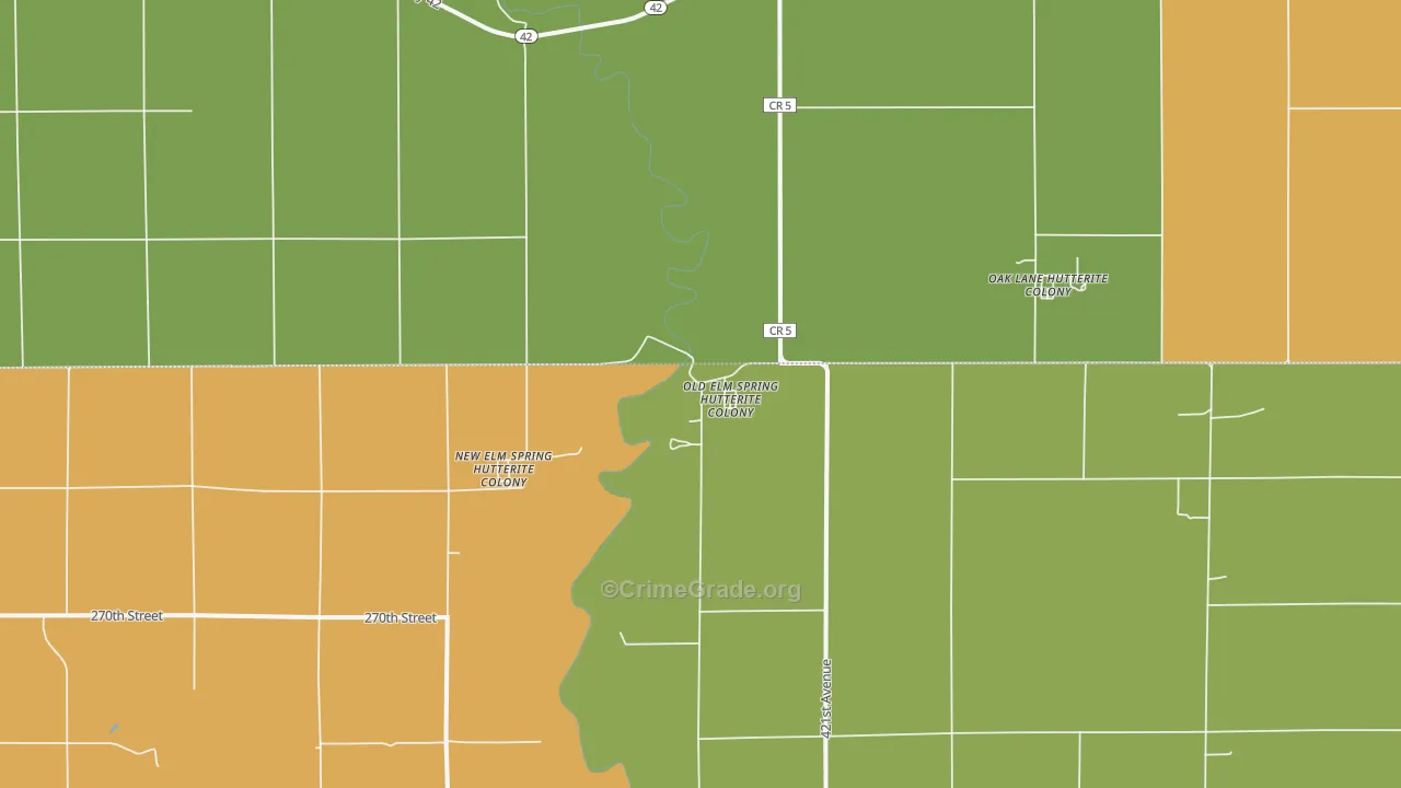 New Elm Springs Colony, SD Map of Murder Rates