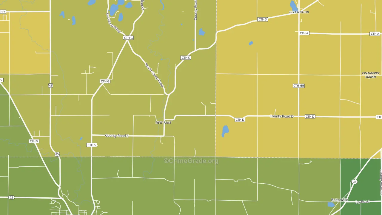 New Fane, WI Map of Murder Rates
