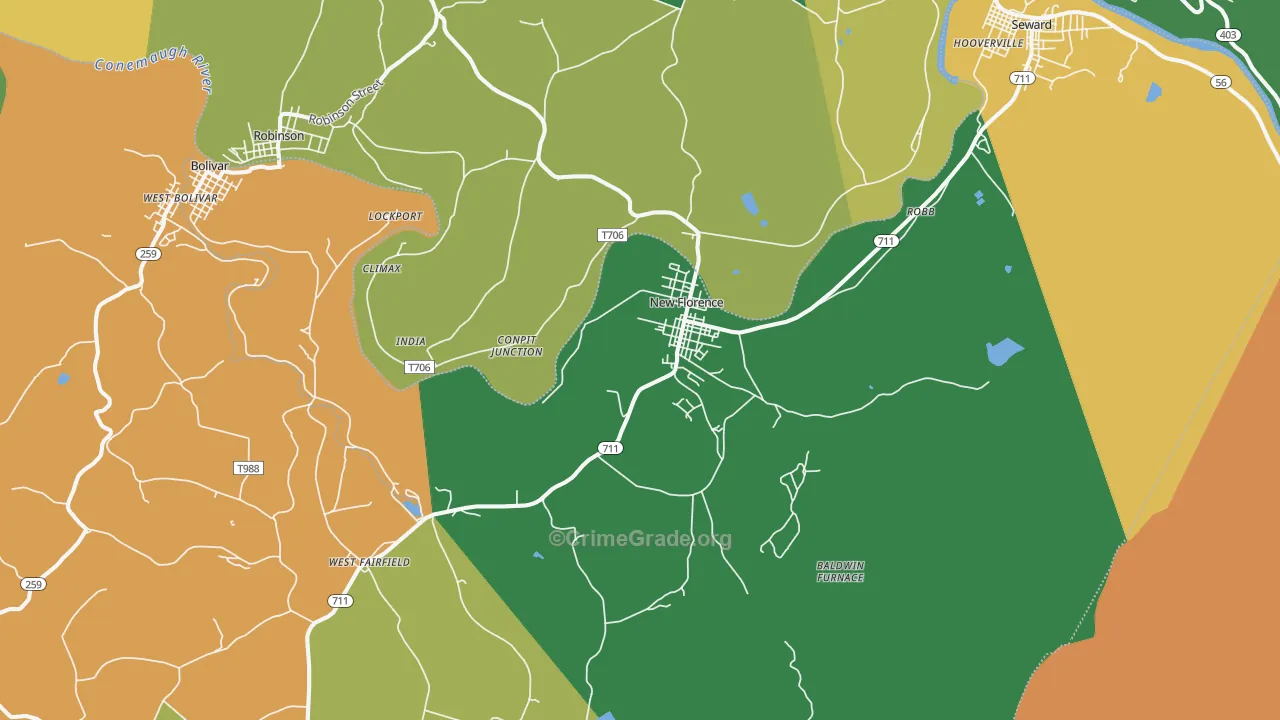 New Florence, PA Map of Murder Rates