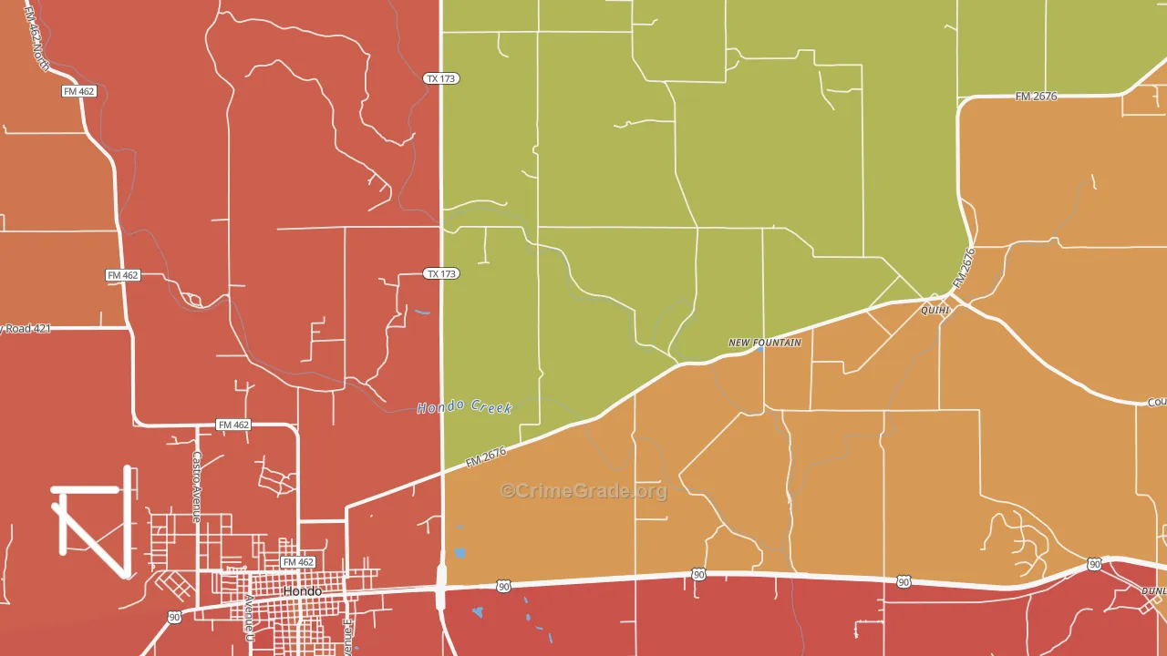 New Fountain, TX Map of Murder Rates