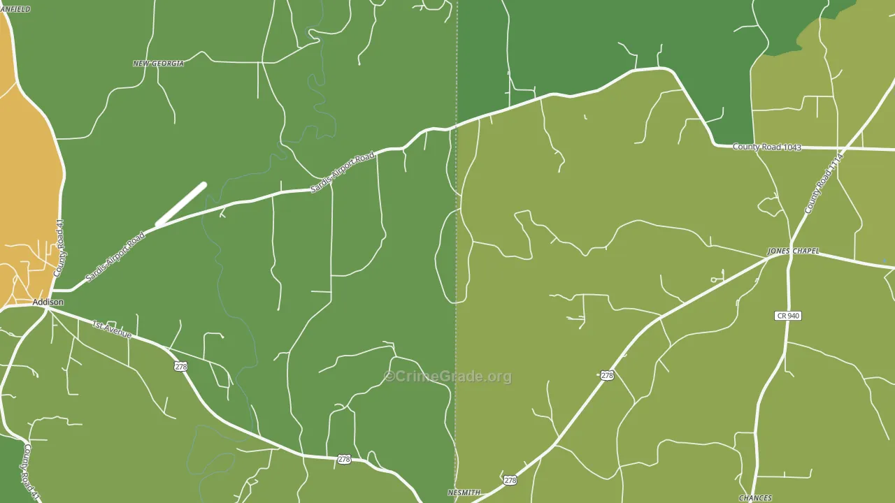 New Georgia, AL Map of Murder Rates