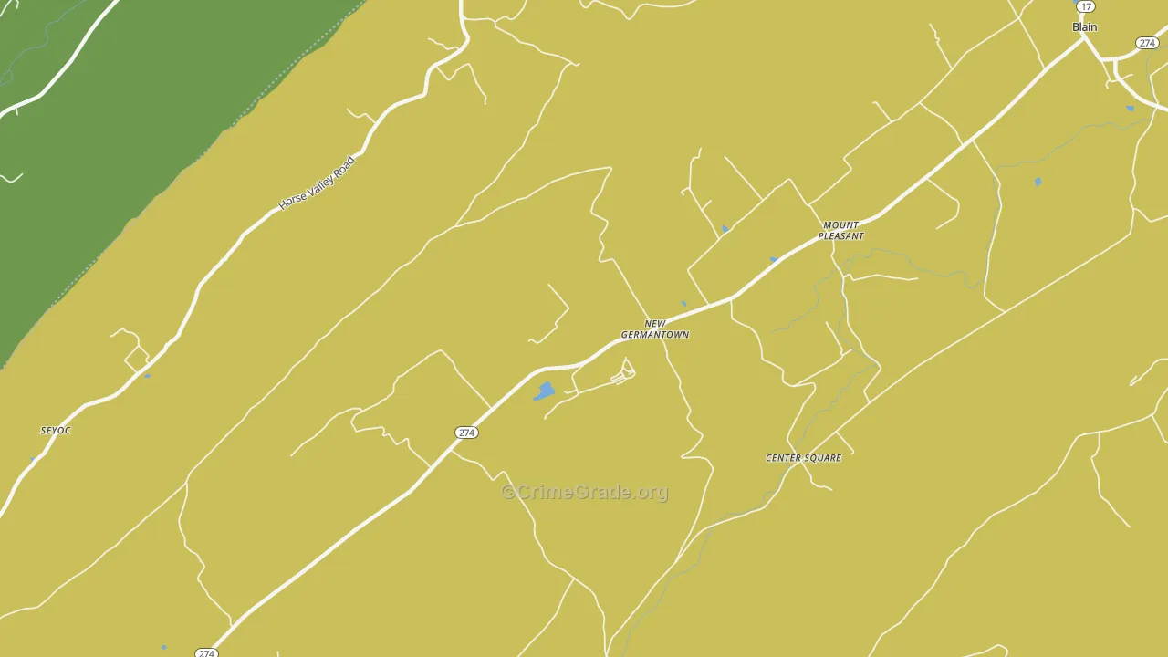 New Germantown, PA Map of Murder Rates