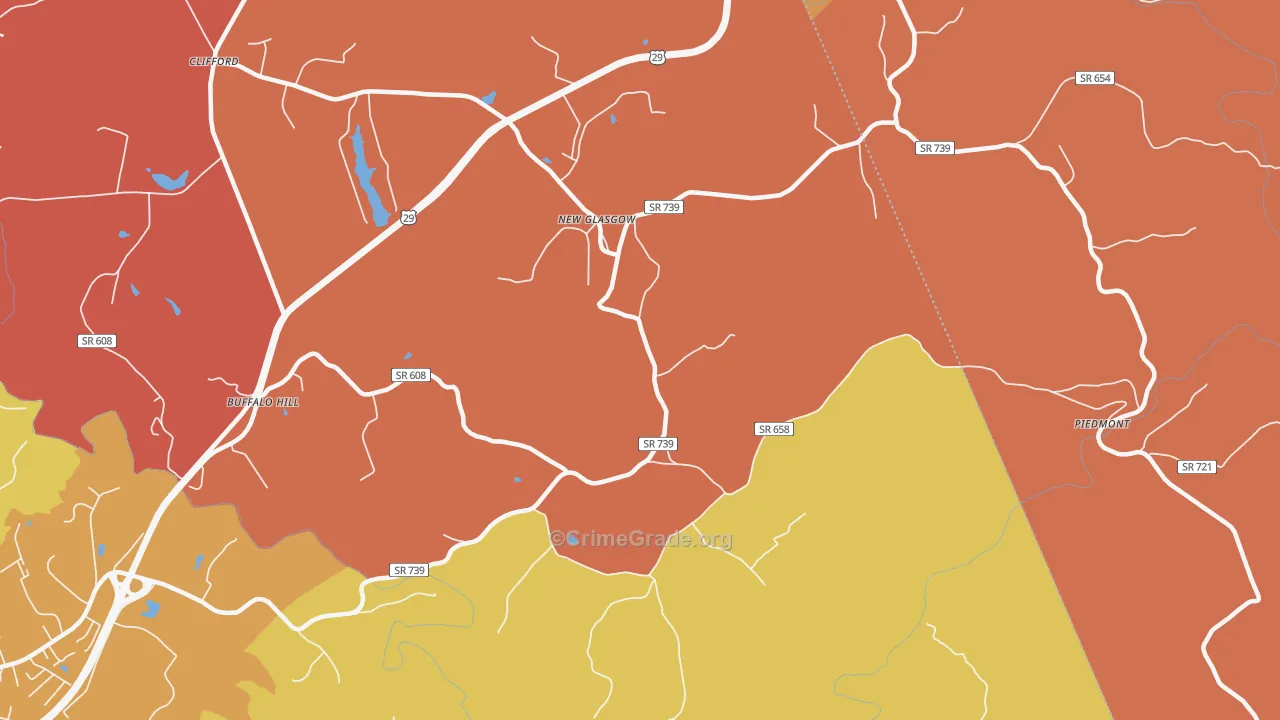 New Glasgow, VA Map of Murder Rates