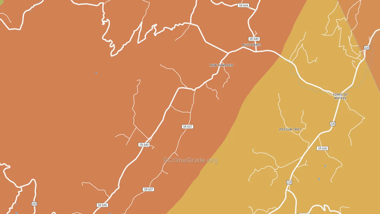 New Hampden, VA Map of Murder Rates