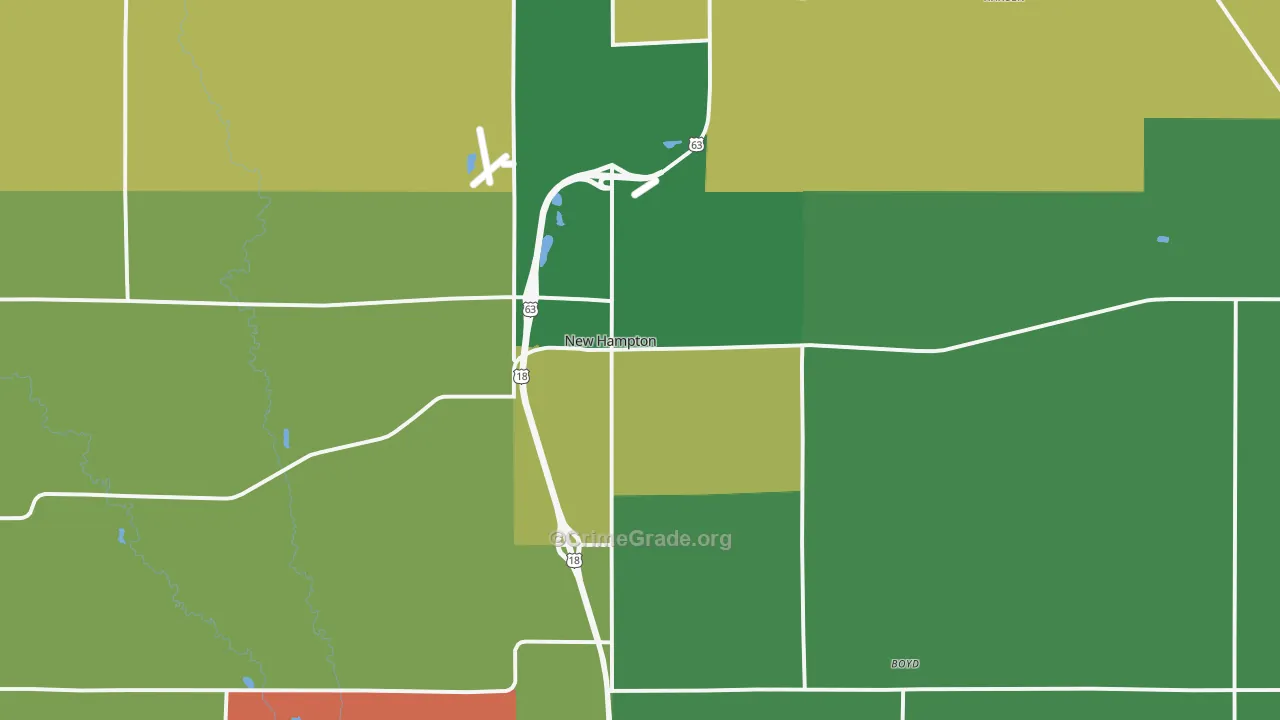 New Hampton, IA Map of Murder Rates