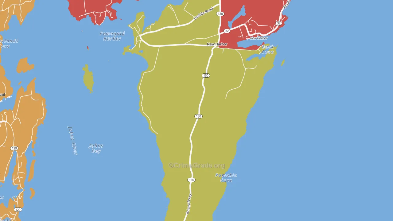 New Harbor, ME Map of Murder Rates