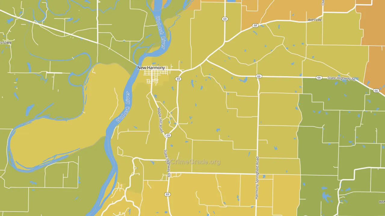 New Harmony, IN Map of Murder Rates