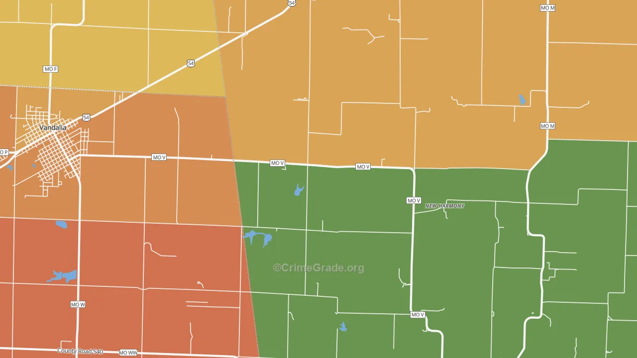 New Harmony, MO Map of Murder Rates
