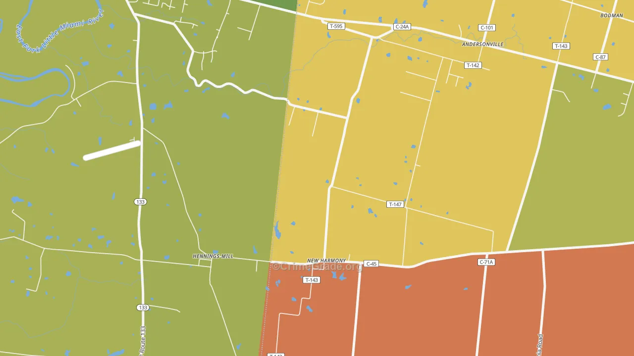 New Harmony, OH Map of Murder Rates