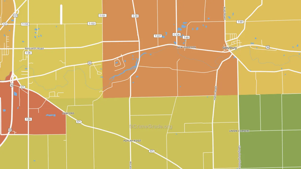 New Harrison, OH Map of Murder Rates