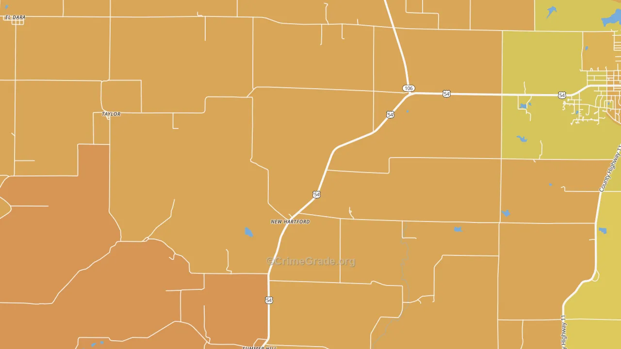 New Hartford, IL Map of Murder Rates
