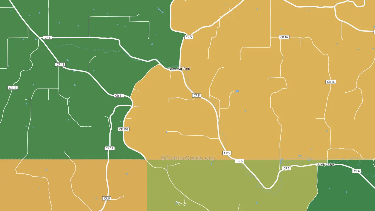 New Hartford, MN Map of Murder Rates