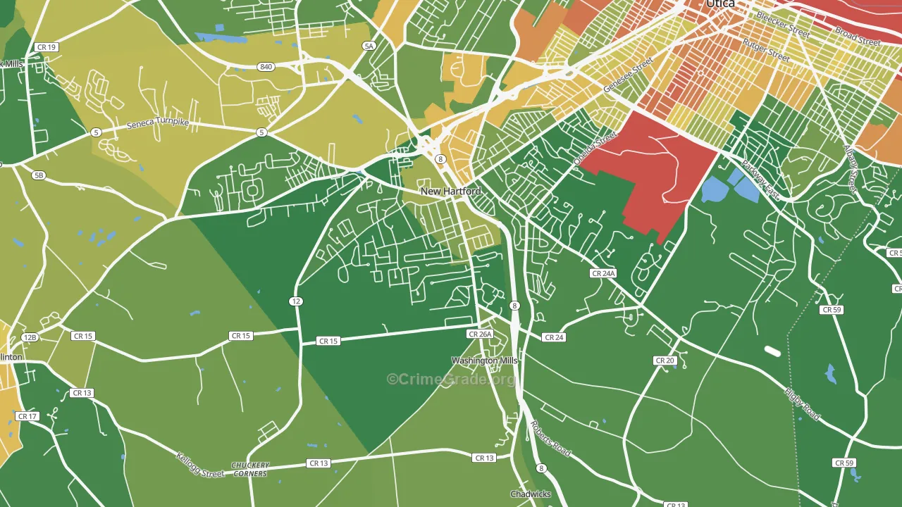 New Hartford, NY Map of Murder Rates