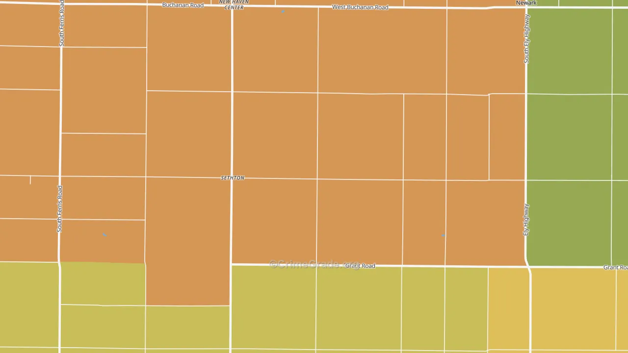 New Haven Center, MI Map of Murder Rates
